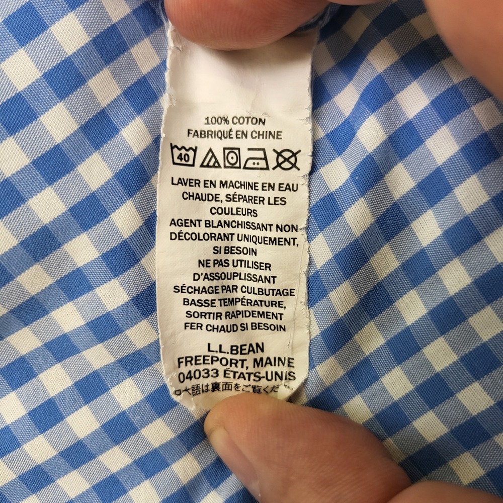 L.L. Bean Shirt Mens XL Blue Gingham Excellent Traditional Fit Cotton 280483 - Picture 7 of 8